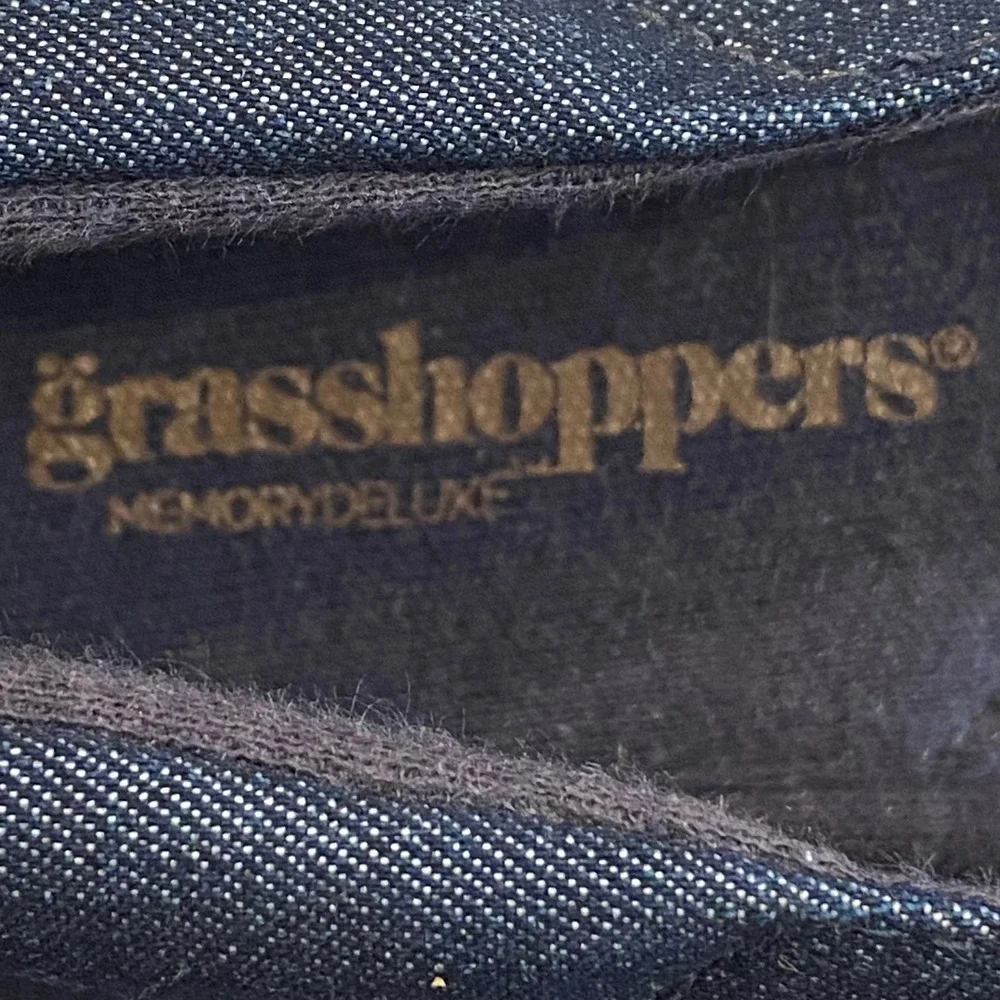 Grasshoppers Wedge Pumps Womens 6.5 Blue Denim New Memory Deluxe‎ Cork Heel